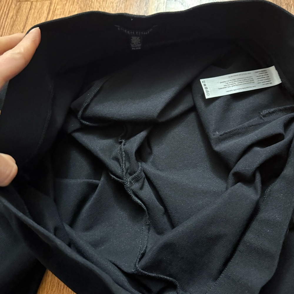 Eileen Fisher Washable Stretch Crepe Straight Pants in Black size L P petite - Picture 10 of 13